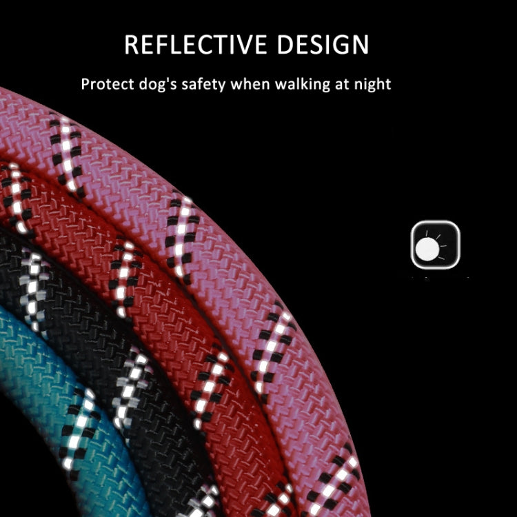 Double Handle Dog Leash Nylon Reflective Rope for Control Safety Training