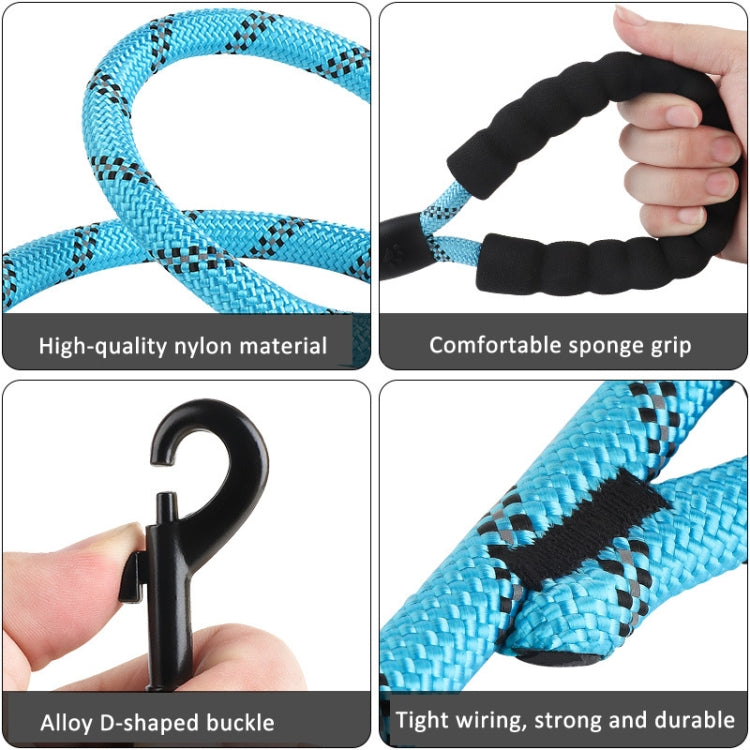 Double Handle Dog Leash Nylon Reflective Rope for Control Safety Training