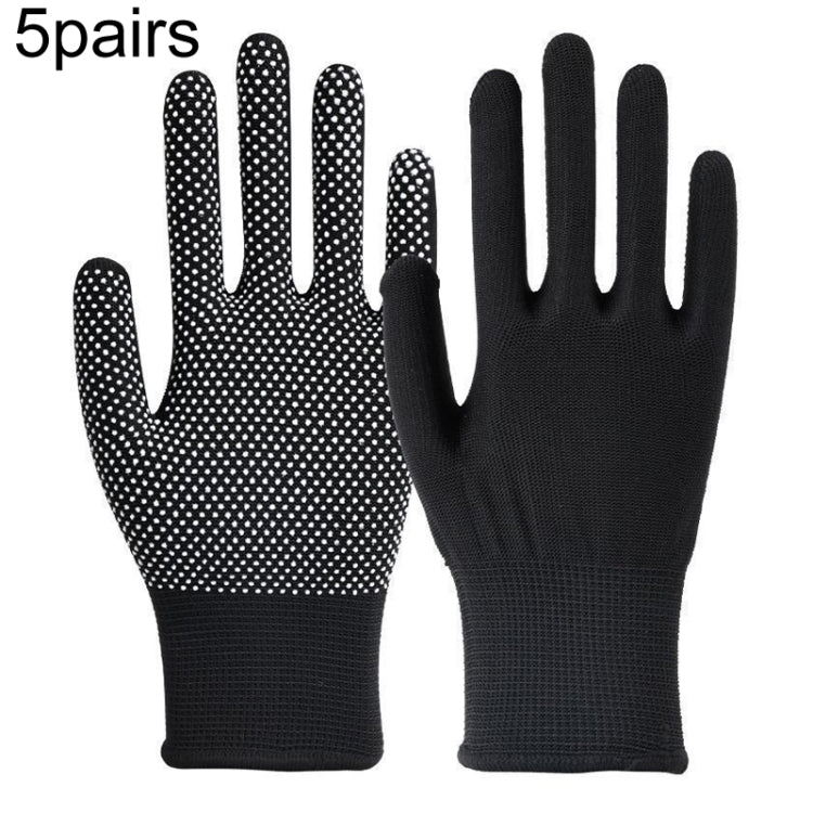 5pairs Outdoor Breathable Non-slip Particle Silicone Hiking Riding Nylon Gloves Thin Mittens