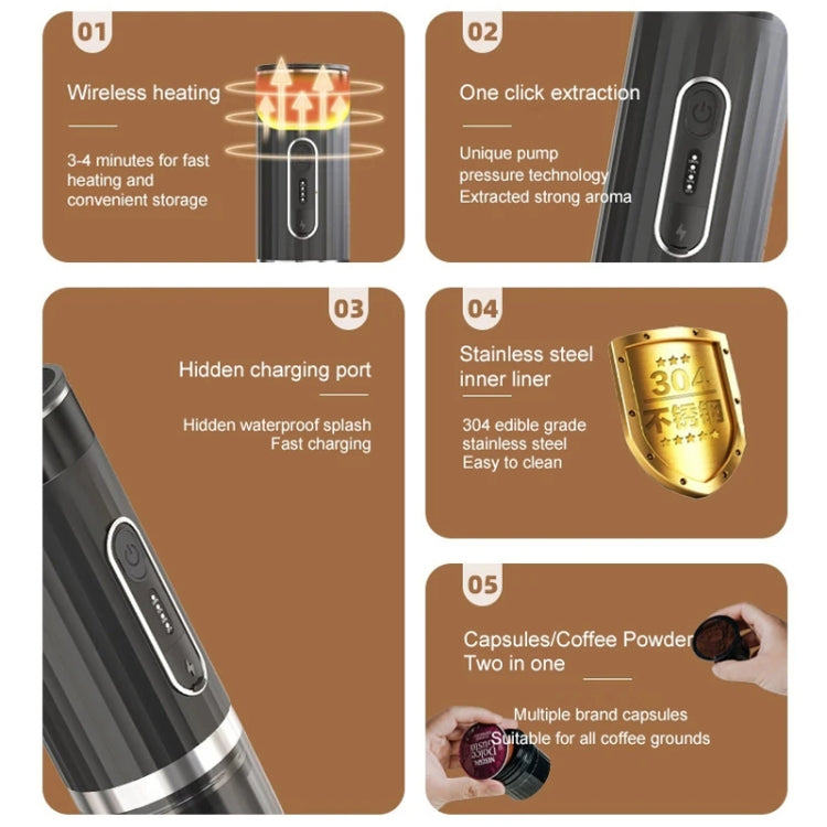 3 In 1 Automatic Wireless Italian Capsule Coffee Machine Portable Rechargeable Heating Coffee Maker