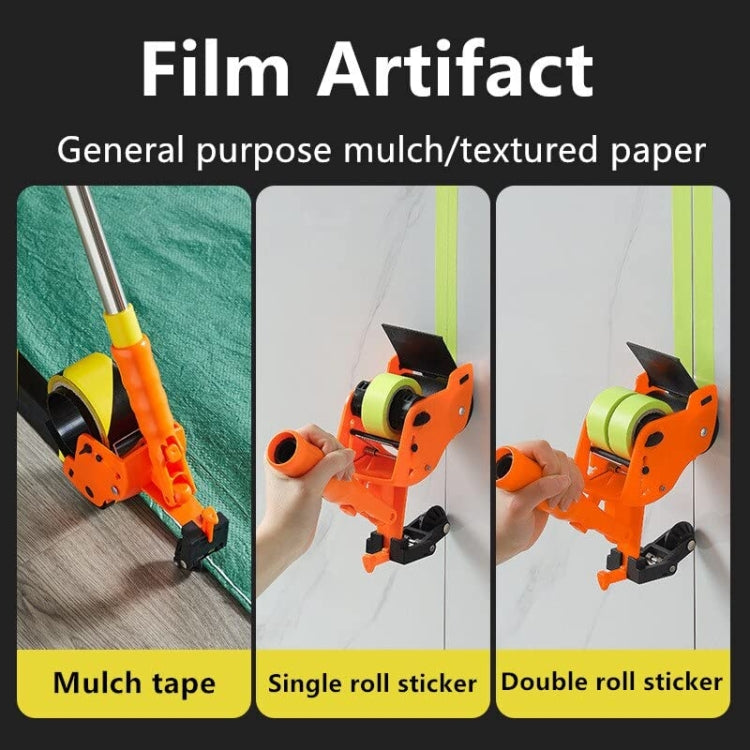 Bending-Free Floor Tape Applicator Quick-Sticking Device For Masking Paper With Extendable Pole