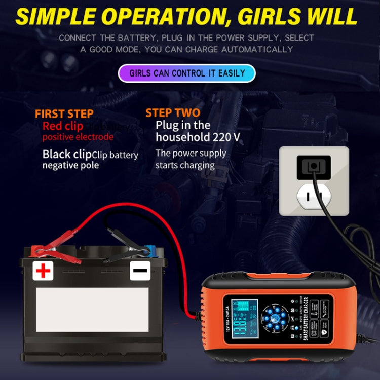 ANHTCzyx 12V/24V 6-180AH 7-Stage Smart Car Motorcycle Battery Charger