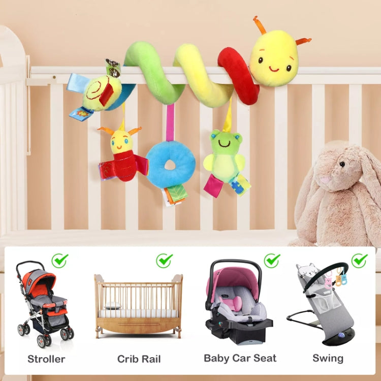 Baby Caterpillar Cot Spiral Toy Cartoon Animal Baby With Rattle Bee Pram Hanging Soothing Toy