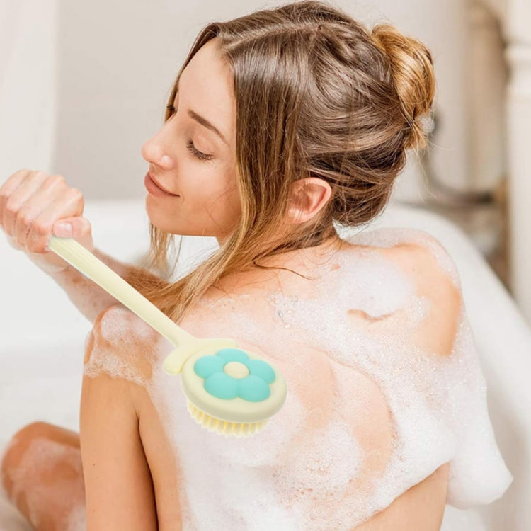 Household Bathroom Long Handle Soft Bristle Flower Shower Brush