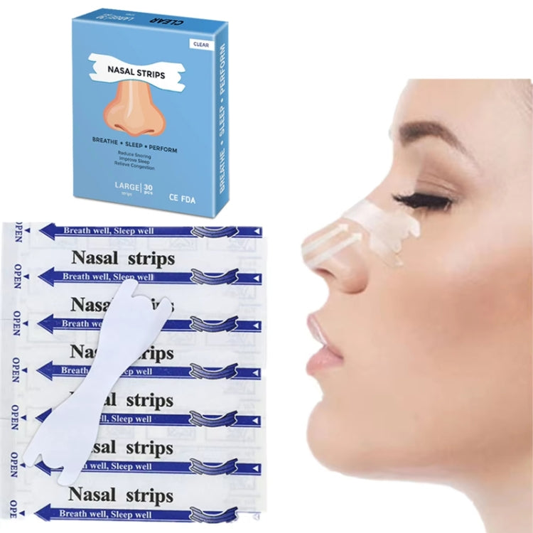 30pcs /Pack Transparent Nasal Strips To Improve Sleep, Reduce Snoring 66x19mm