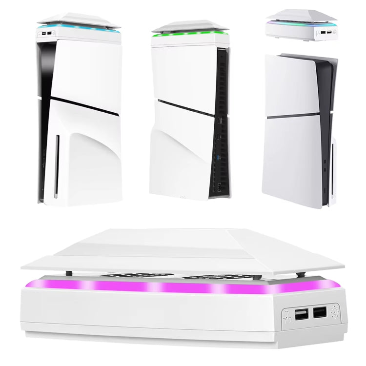 For PS5 Slim Top Dustproof Colorful Cooling Fan 3 Adjustable Speed