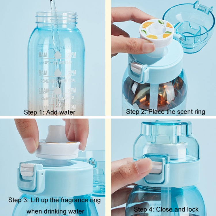 1000ml Large Capacity Fruity Water Bottle With 7 Flavor Rings Straw Drinking Cup Tritan Flavored Water Mug