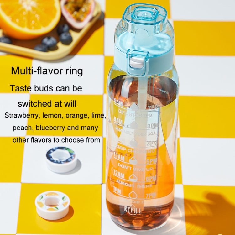 1000ml Large Capacity Fruity Water Bottle With 7 Flavor Rings Straw Drinking Cup Tritan Flavored Water Mug