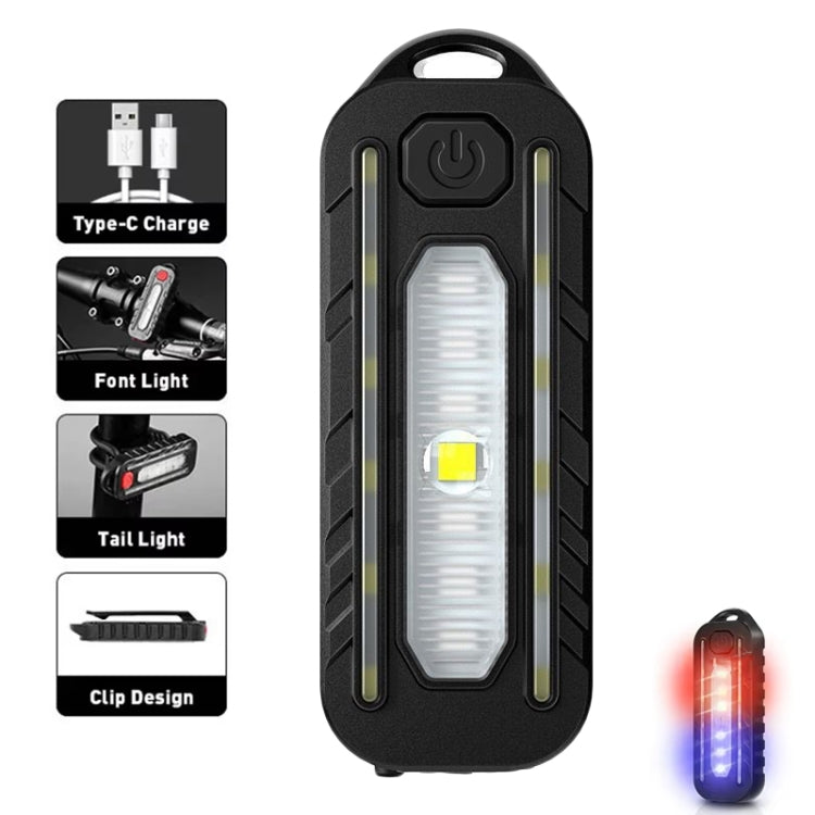 LED Shoulder Flashlight Bike Tail Light Type-C Recharge Outdoor Flashlight With Clip Patrol Safety Warning Lamp