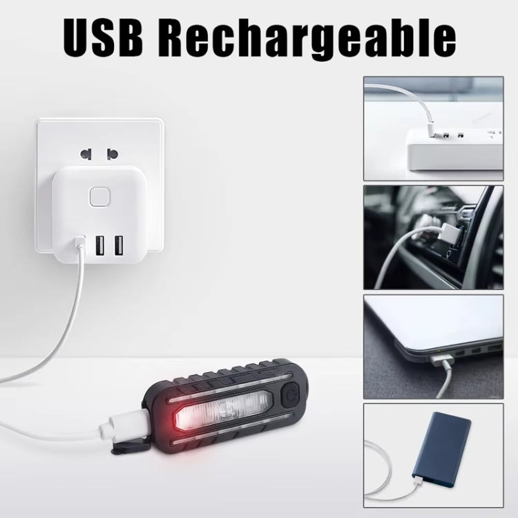 LED Shoulder Flashlight Bike Tail Light Type-C Recharge Outdoor Flashlight With Clip Patrol Safety Warning Lamp