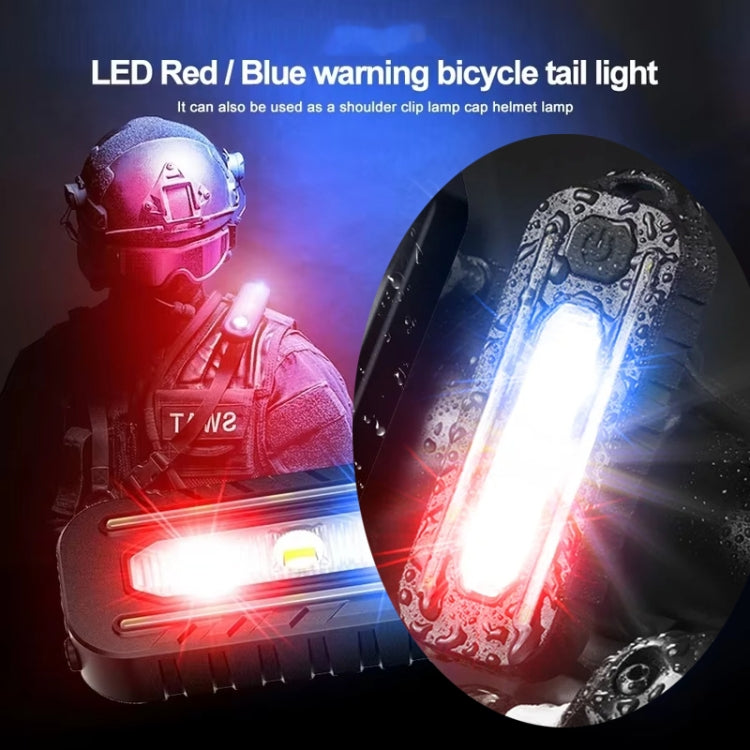 LED Shoulder Flashlight Bike Tail Light Type-C Recharge Outdoor Flashlight With Clip Patrol Safety Warning Lamp