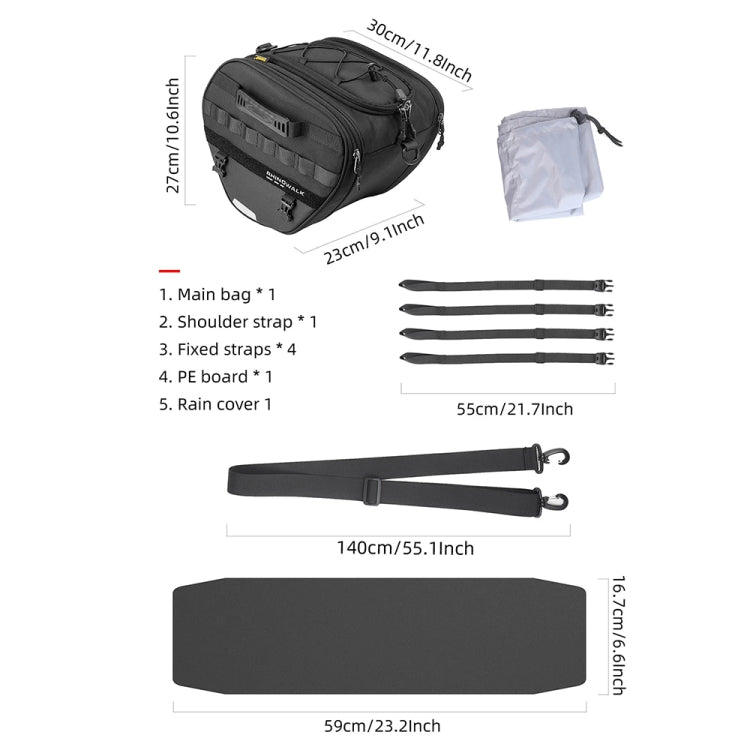 Rhinowalk MTR5001 15L Scooter Front Bag Large Capacity Curved Beam Motorcycle Rear Seat Bag