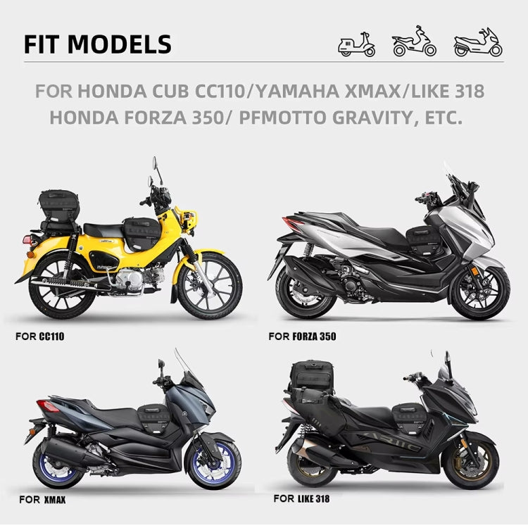 Rhinowalk MTR5001 15L Scooter Front Bag Large Capacity Curved Beam Motorcycle Rear Seat Bag