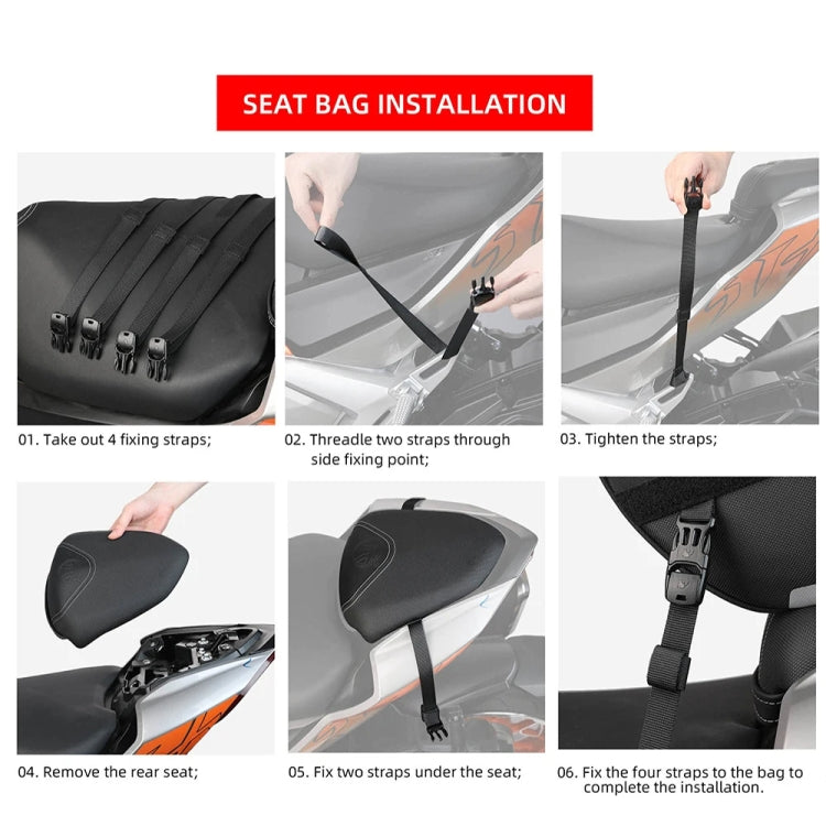 Rhinowalk MTR5001 15L Scooter Front Bag Large Capacity Curved Beam Motorcycle Rear Seat Bag