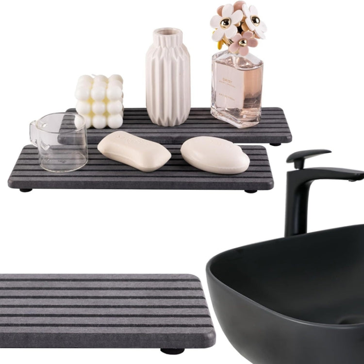 2pcs /Set Absorbent Diatomite Coaster Rectangular Recessed Quick-Drying Stone Sink Toiletries Placemat