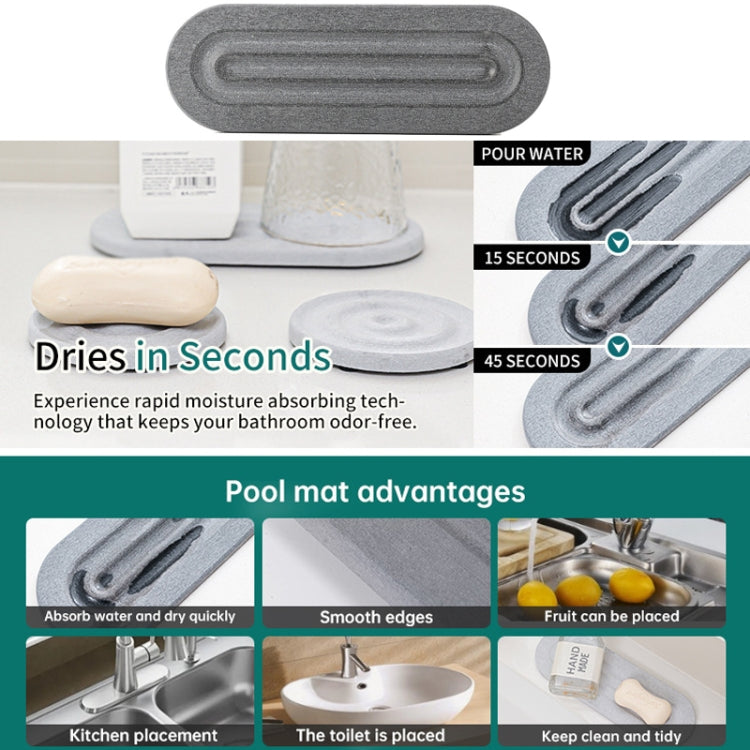 3pcs /Set Bathroom Countertop Absorbent Mat Kitchen Diatomite Drying Mat Faucet Sink Quick Drying Stone Tray