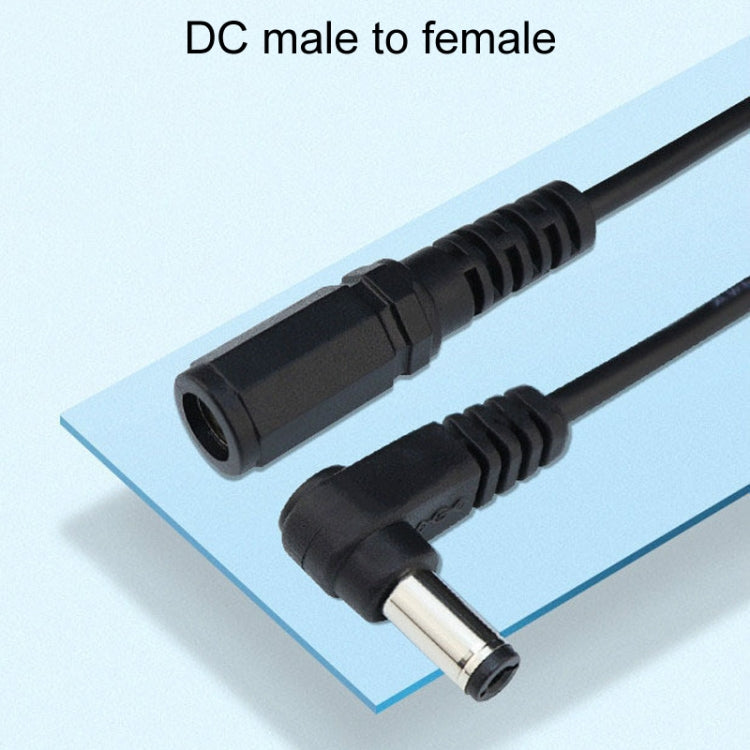 2pcs DC 5.5 x 2.1mm Straight To Bend Adapter Cable Male To Female Power Cord Extension Cord