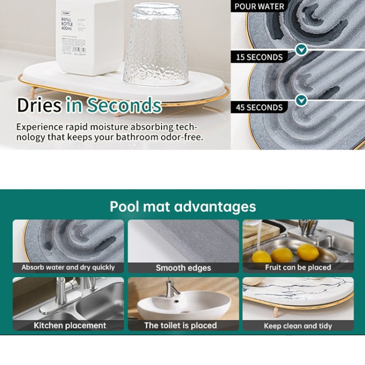 Diatomaceous Earth Countertop Water Absorbing Drying Mat Shelf Bathroom Sink Drainage Mat