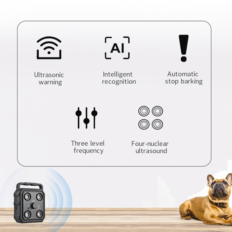AI Intelligent Recognition Ultrasonic Bark Stopper Portable Dog Training Device Repellent