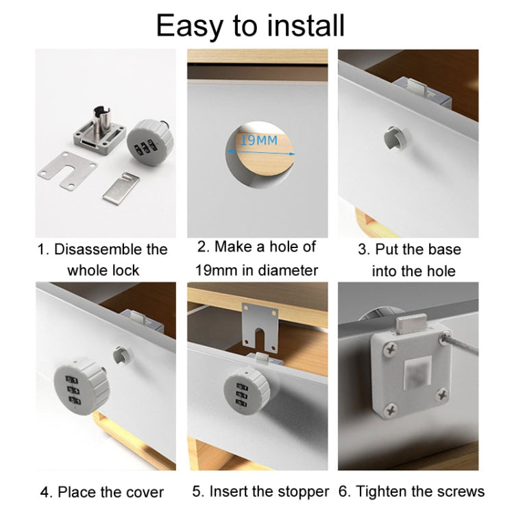 Home Cabinet Desk Drawer Combination Lock Lockers File Security Latches