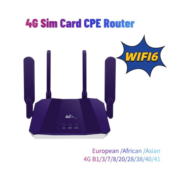 4G WiFi6 SIM Card CPE Wireless Router, EU Plug
