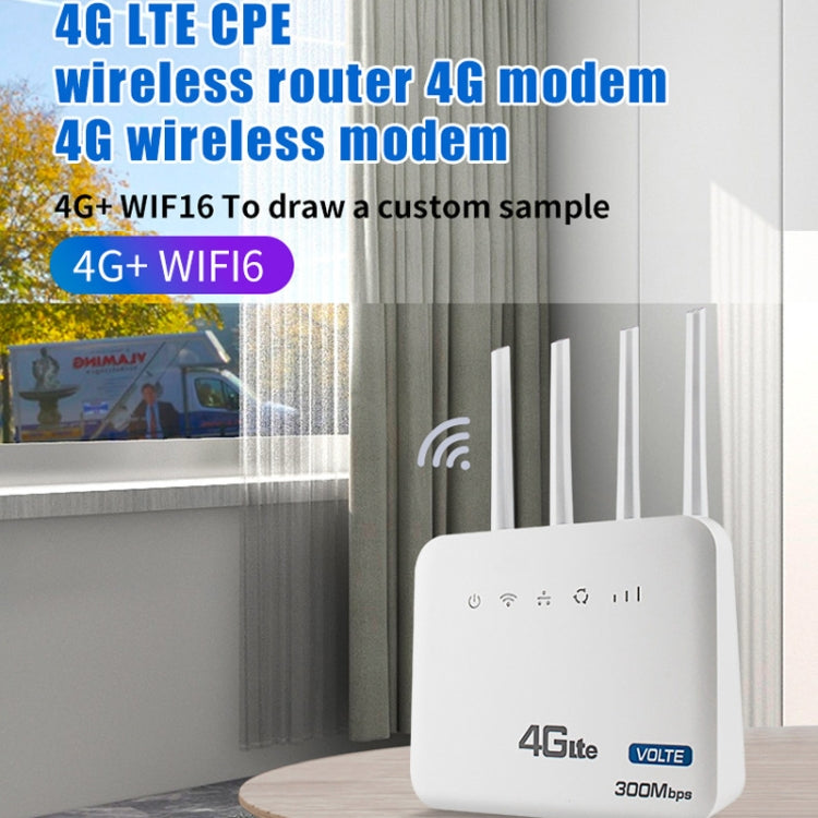 4G WiFi6 VOLTE CPE Wireless SIM Card Router With RJ45+RJ11, US Plug
