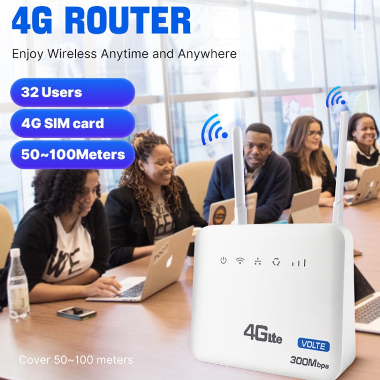 4G WiFi6 VOLTE CPE Wireless SIM Card Router With RJ45+RJ11, EU Plug