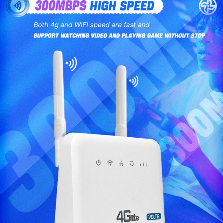 4G WiFi6 VOLTE CPE Wireless SIM Card Router With RJ45+RJ11, EU Plug