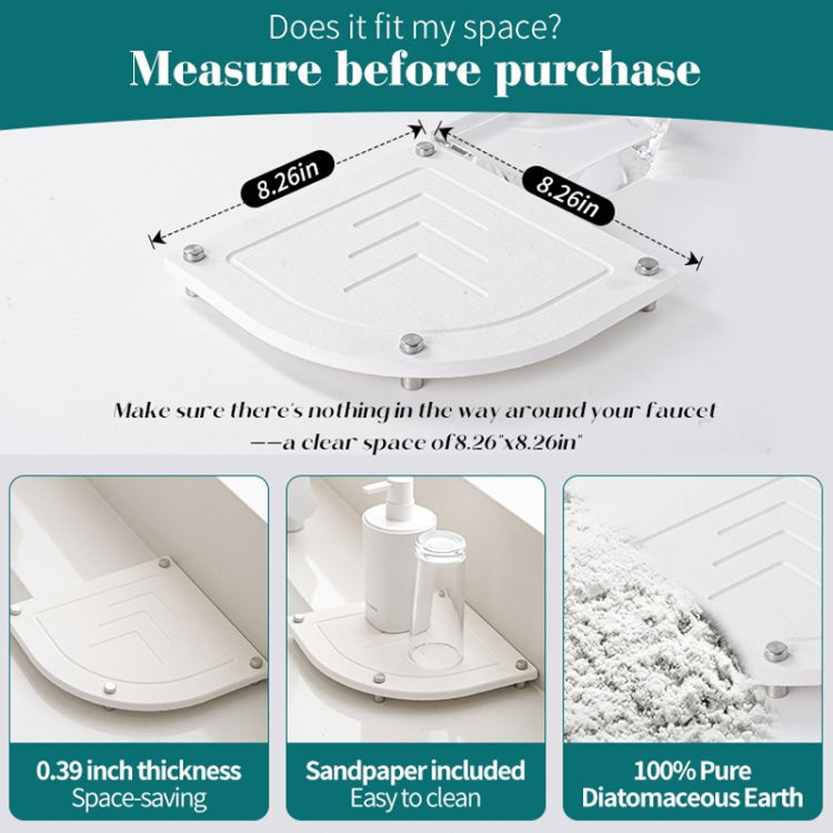 Bathroom Countertop Drying Mat Diatomite Water-Absorbent Quick-Drying Coaster Fan Shaped Drainage Mat