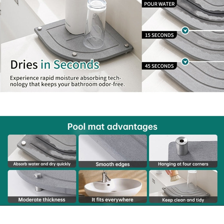 Bathroom Countertop Drying Mat Diatomite Water-Absorbent Quick-Drying Coaster Fan Shaped Drainage Mat