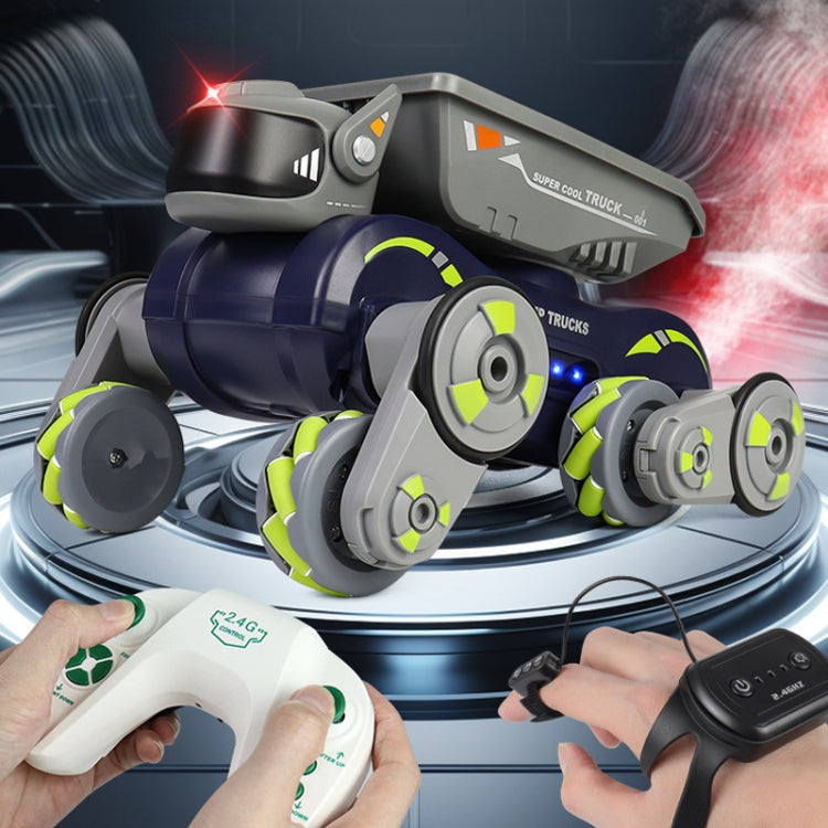 Eight Wheel Stunt Robot Dog Smart Gesture Sensor RC Kids Toy Car With Lights Music Spray Car