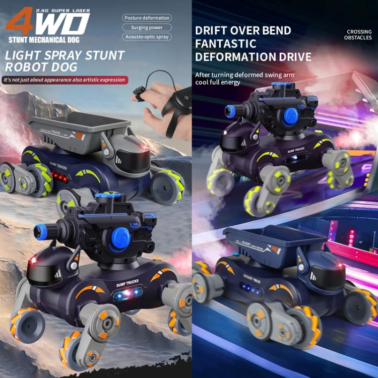 Eight Wheel Stunt Robot Dog Smart Gesture Sensor RC Kids Toy Car With Lights Music Spray Car