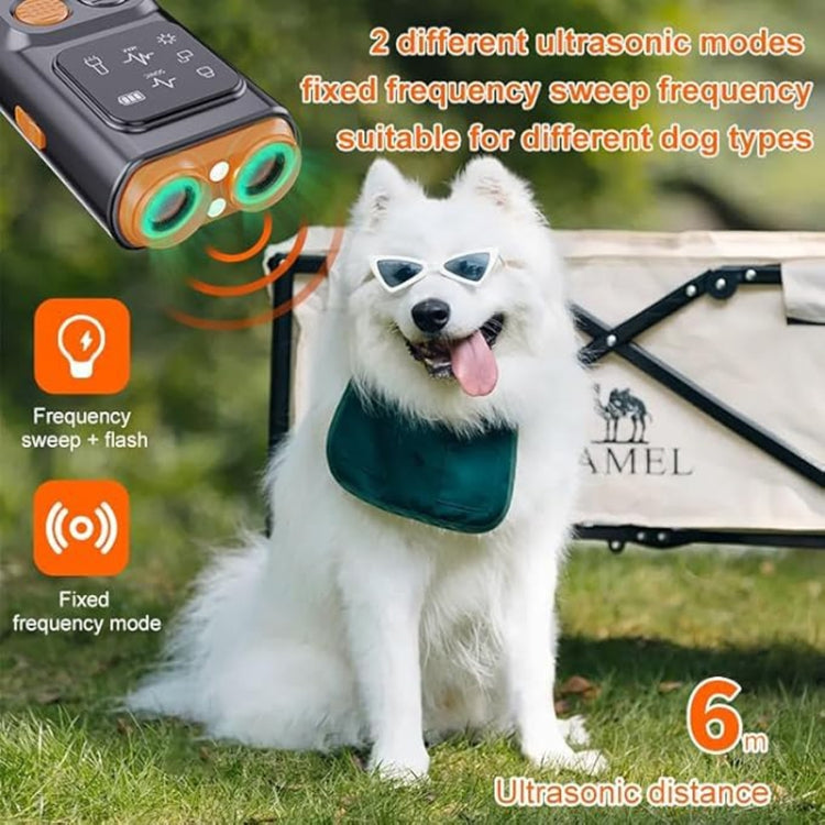 Ultrasonic Dual Head Dog Repeller Bark Stopper With High Power LED Flash Light