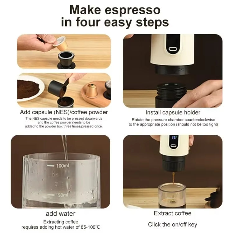 Wireless Portable Coffee Machine Compatible With Ground Coffee & NS Capsule