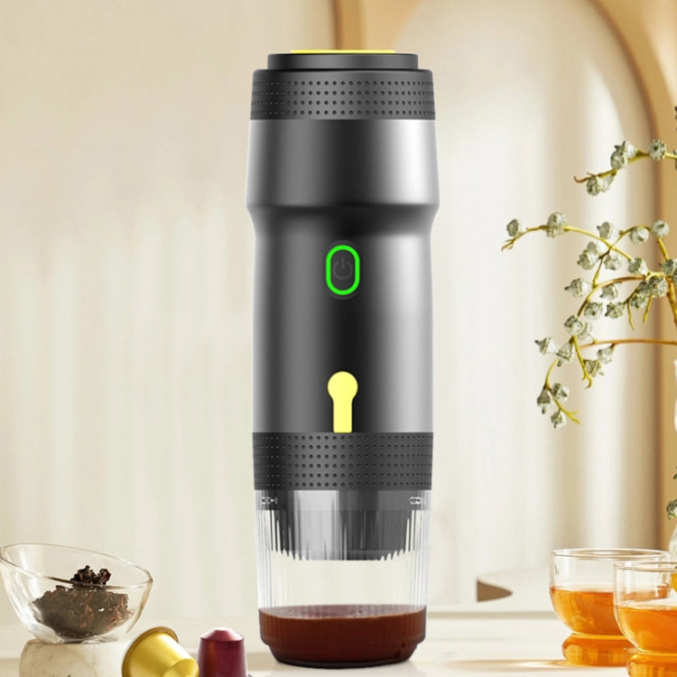 12V 3 In 1 Car Self-heating Coffee Machine Compatible With Large / Small Capsules and Ground Coffee, EU Plug