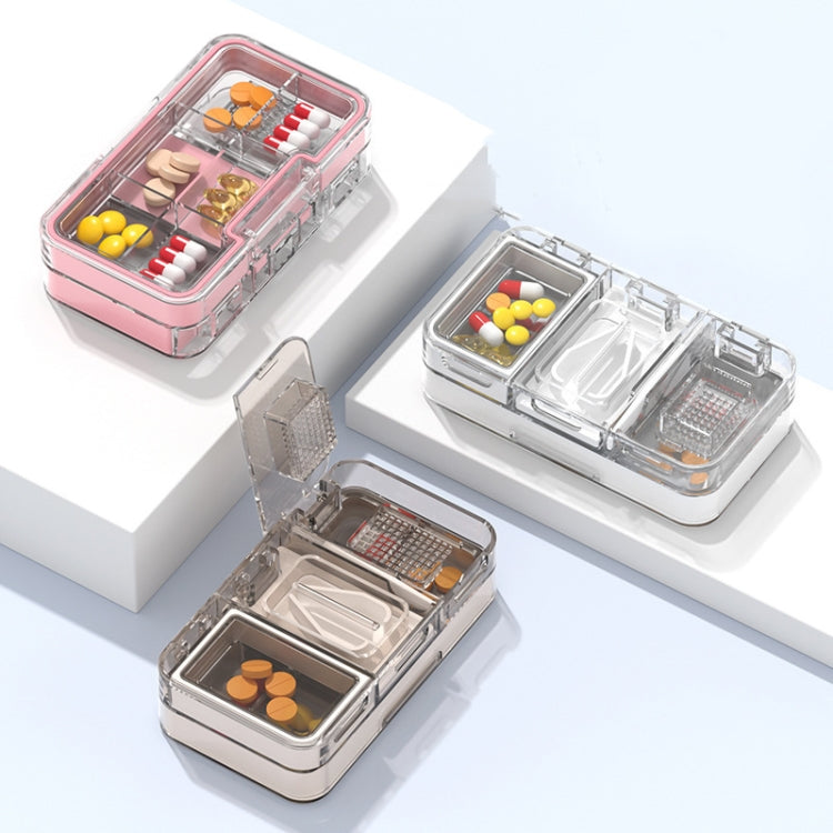 3 In 1 Double-layer Cutting and Grinding Medicine Box Travel Pill Organizer Case