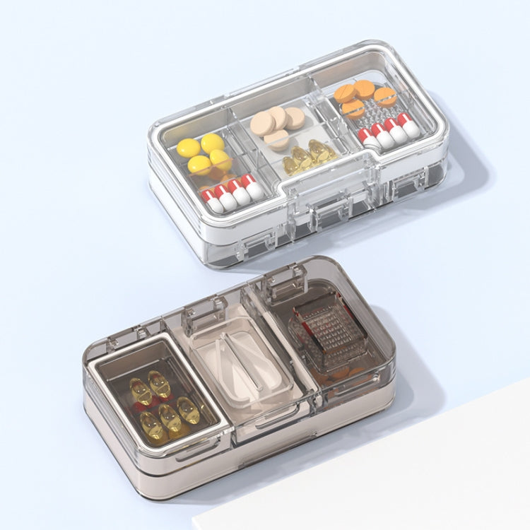 3 In 1 Double-layer Cutting and Grinding Medicine Box Travel Pill Organizer Case
