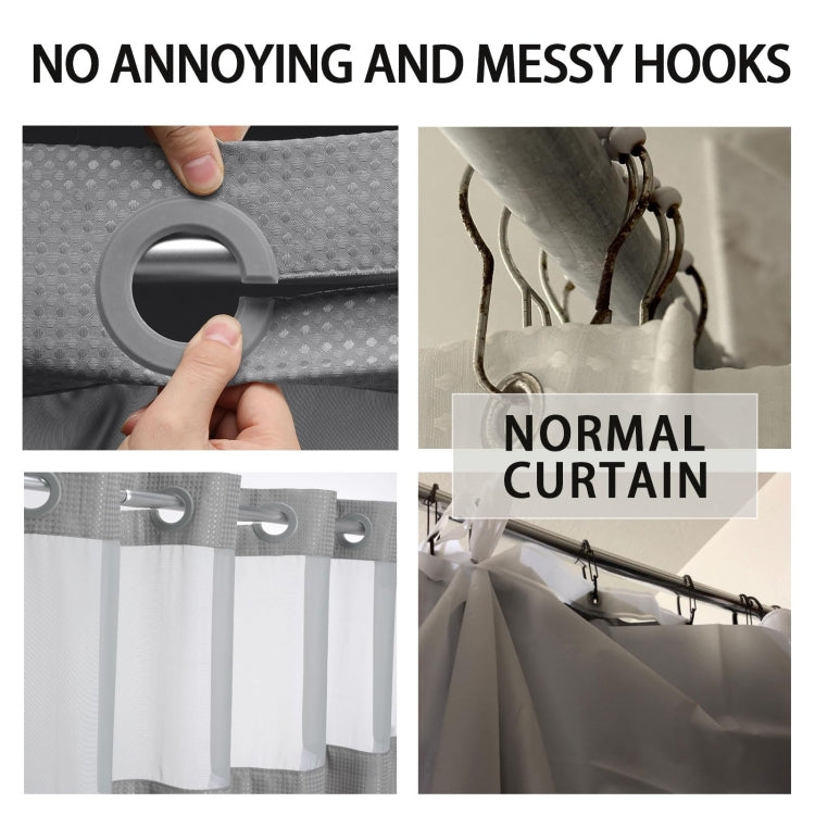 No Hook Waffle Shower Curtain with Removable Lining for Bathroom