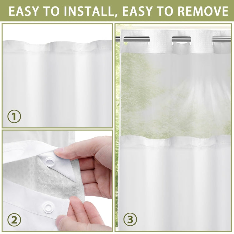 No Hook Waffle Shower Curtain with Removable Lining for Bathroom