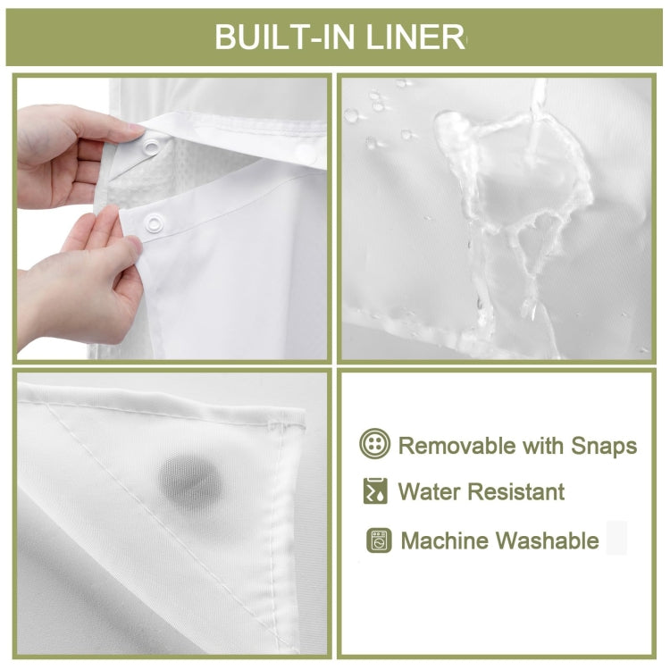 No Hook Waffle Shower Curtain with Removable Lining for Bathroom