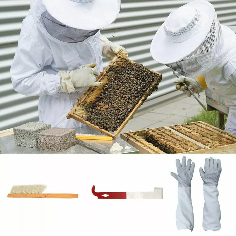 4-in-1 Anti-bee Clothing + Scraper + Bee Brush + Anti-bee Gloves Beekeeping Set