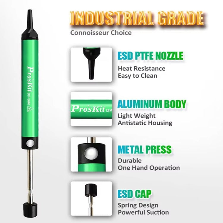 ProsKit  DP-366I Mini Aluminum Alloy Tin Suction Device Anti-static Desoldering Pump