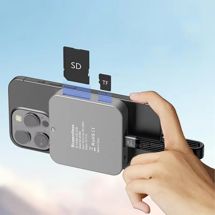 Blueendless 8-In-1 Magnetic HUB With M.2 NVMe/SATA SSD Enclosure (HDMI+PD100W+USB-C/Type-C 3.2+USB-A 3.2+SD+TF+AUX)