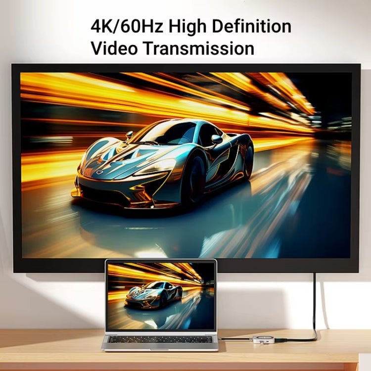 Blueendless 8-In-1 Magnetic HUB With M.2 NVMe/SATA SSD Enclosure (HDMI+PD100W+USB-C/Type-C 3.2+USB-A 3.2+SD+TF+AUX)