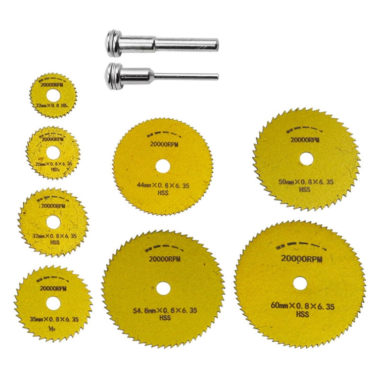 10pcs /Set High-Speed Steel Cutting Blade Multi-Size Cutting Wood PVC Electric Grinder Saw Blade Tool With 3.17mm+6mm Pole