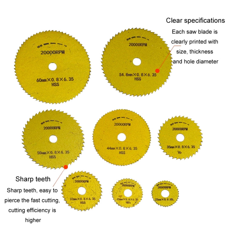 10pcs /Set High-Speed Steel Cutting Blade Multi-Size Cutting Wood PVC Electric Grinder Saw Blade Tool With 3.17mm+6mm Pole