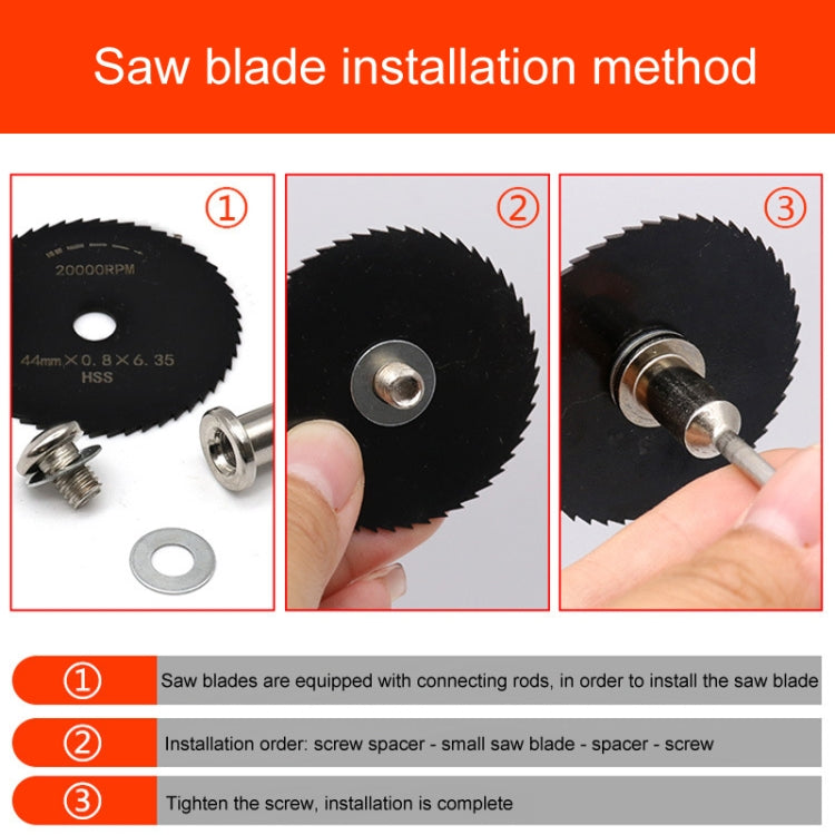 10pcs /Set High-Speed Steel Cutting Blade Multi-Size Cutting Wood PVC Electric Grinder Saw Blade Tool With 3.17mm+6mm Pole