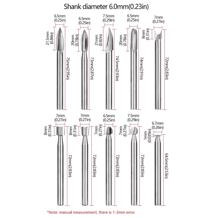 Electric Wood Carving Root Carving Tools Woodworking Engraving Polishing Tool Heads Milling Cutters Drill Bits