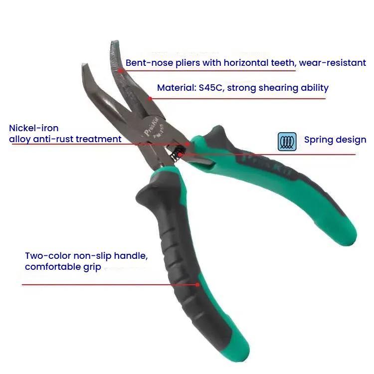ProsKit PM-755  5 Inch Bent Nose Plier Small Curved Needle Cutting Pliers Wire Cutter
