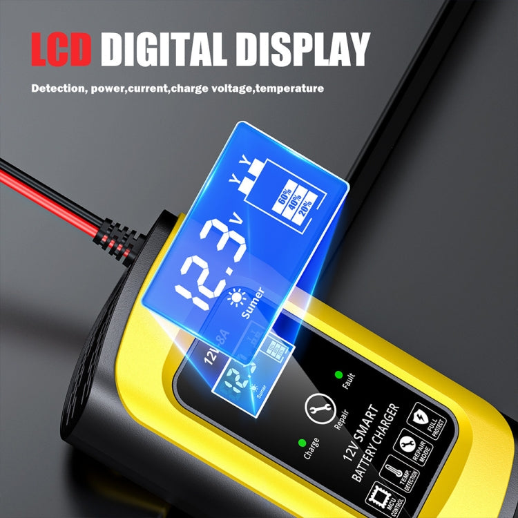 FOXSUR 12V8A SUV Car Motorcycle Intelligent Repair Type Lead-acid Battery Charger